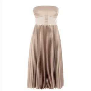 Karen Millen strapless pleat dress in natural